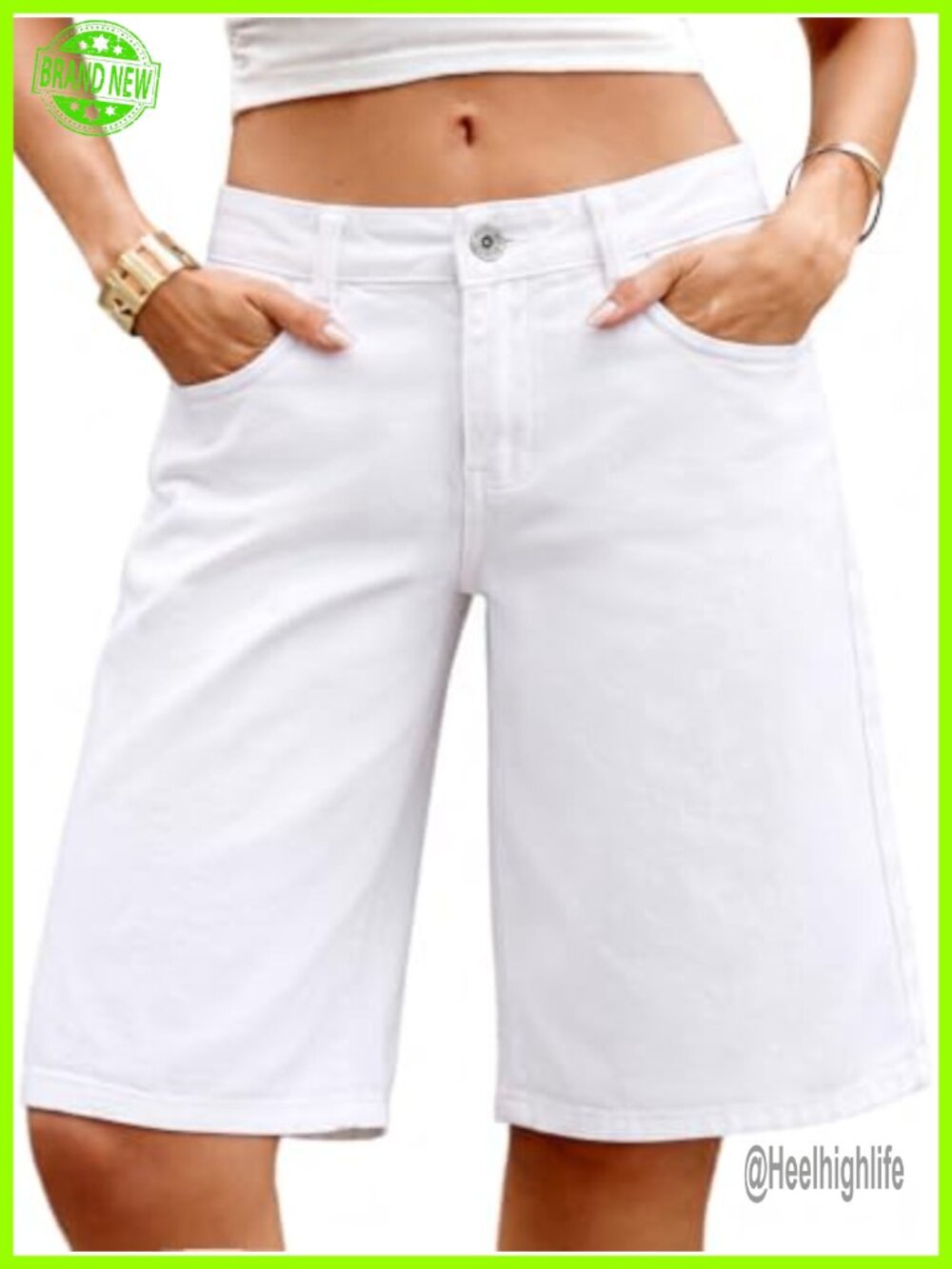 Women's High Stretch Cotton Bermuda Denim Shorts